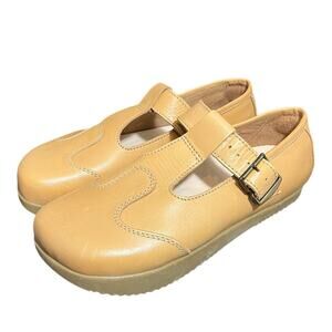 KALSO Earth Faroe Lotus Mary Jane Negative Heel Leather‎ Shoes - Natural 9.5